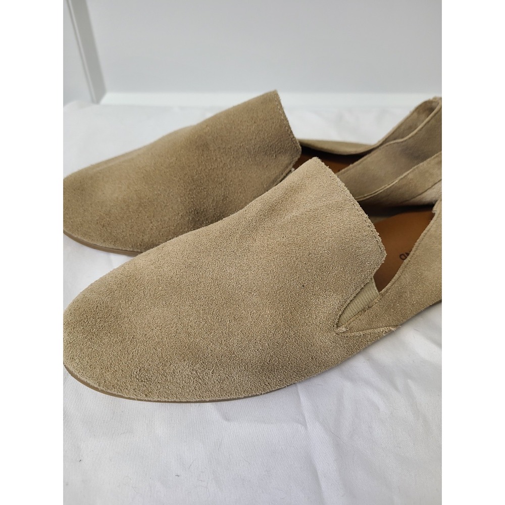 Lucky Brand Cahill Taupe Leather Slip On Collapsed Heels Sz 9 Minimalist Comfort